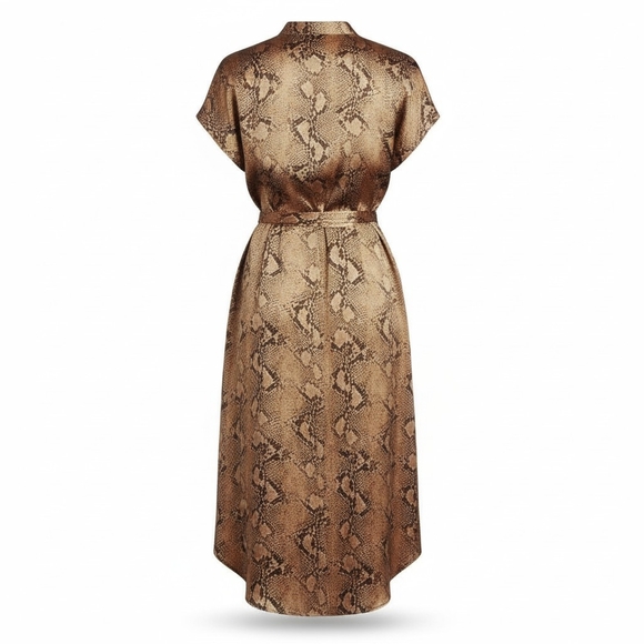 Banana Republic-Silk Women's Neutral Snake-Print Midi Dress -XL- EUC $128 Retail - Picture 5 of 10